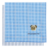 Hamamonyo Pug & Double Check Reversible Gauze Handkerchief