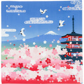 Hamamonyo Sakura, Pagoda & Mount Fuji Furoshiki – 50cm