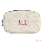Hamamonyo Sitting Dog Embroidered Pouch – Natural Cotton & Linen