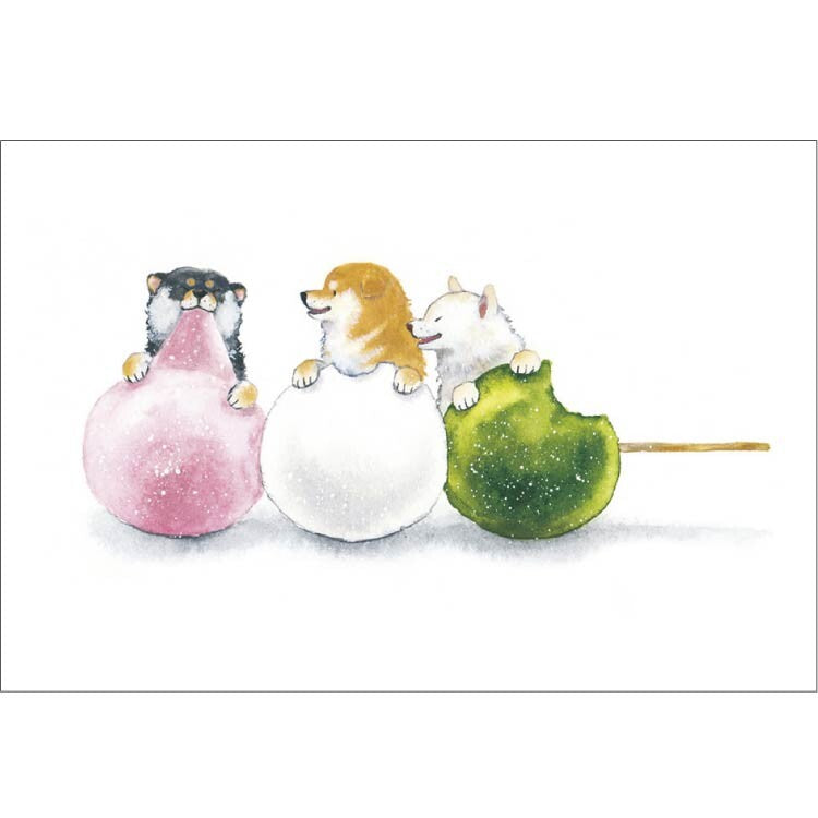 Shiba Inu and Snacks Postcard [Three-Colored Dango]
