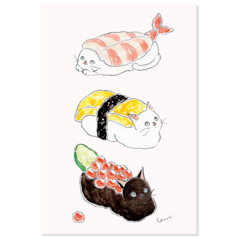 Tokoro Komugi Japanese-style Postcard - Sushi