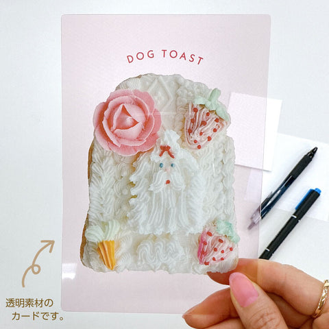 Higashi Chinatsu Clear Postcard – Toast & White Dog