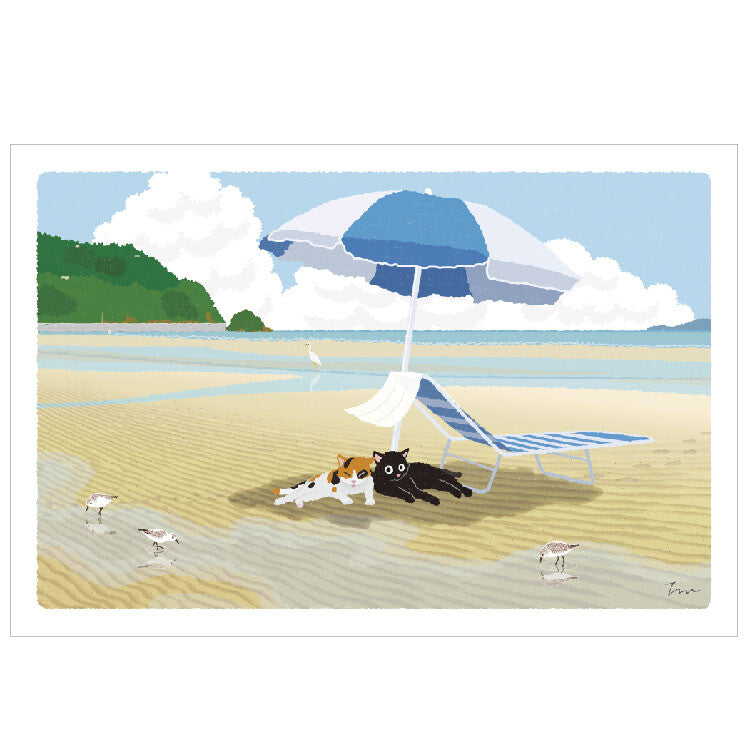 Summer Tabineko Postcard [Summer Parasol]