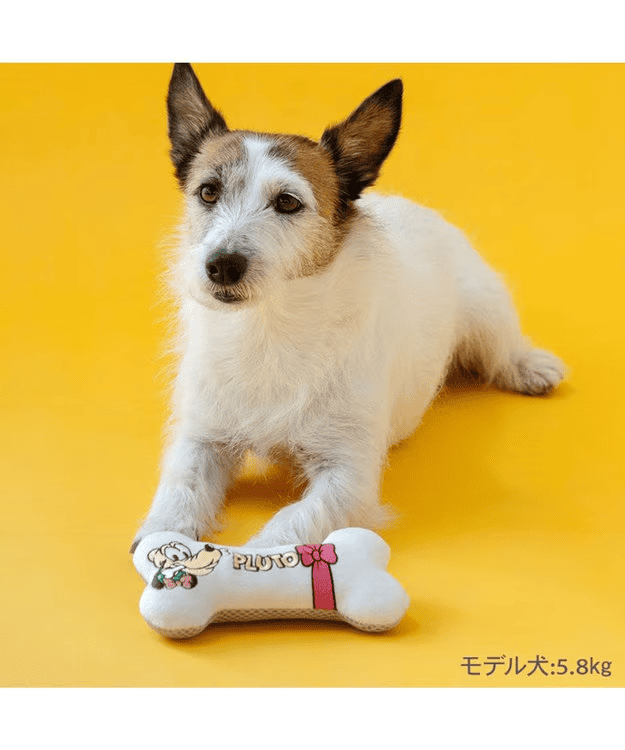 [PET PARADISE] Disney Pluto Ribbon Bone Toy – Squeaky Plush Dog Toy image 1