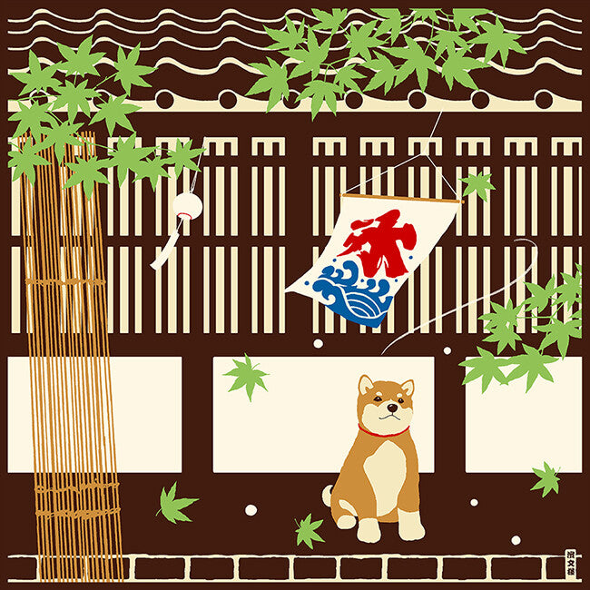 Hamamonyo Cooling Off Shiba Art Furoshiki – 50cm