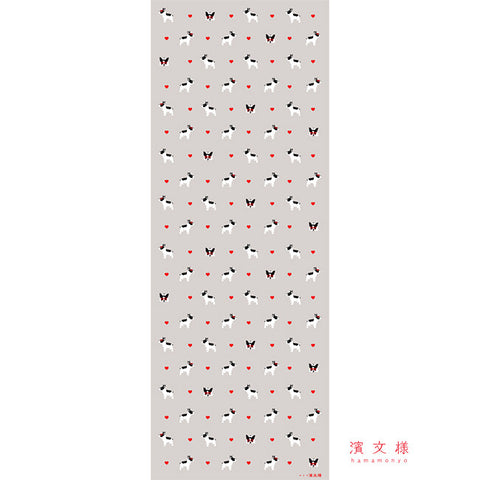 Hamamonyo French Bulldog Hearts Cotton Tenugui