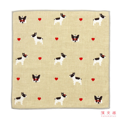 Hamamonyo French Bulldog Hearts Towel Handkerchief