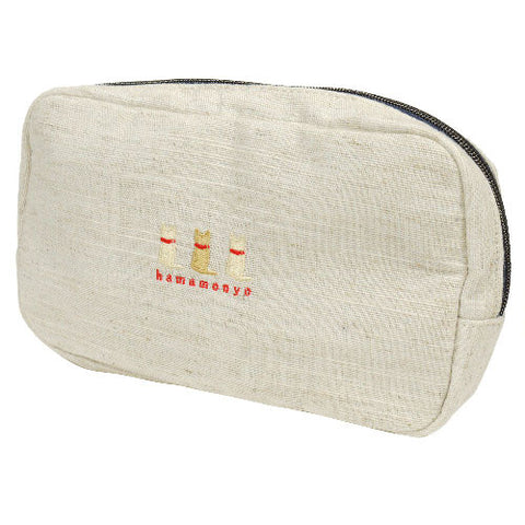 Hamamonyo Mame Mame Cats Embroidered Pouch – Pink