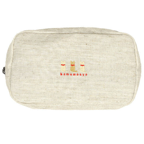 Hamamonyo Mame Mame Cats Embroidered Pouch – Pink