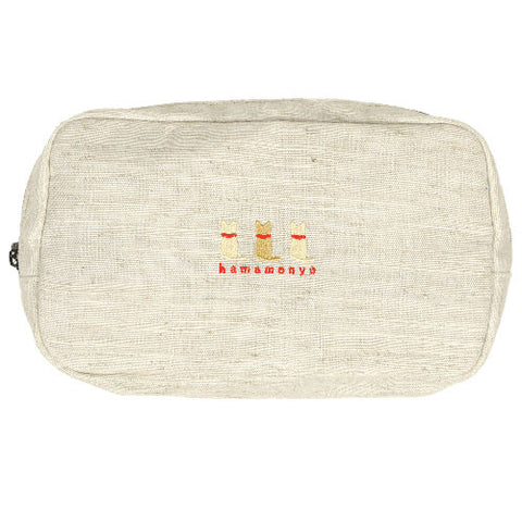 Hamamonyo Mame Mame Cats Embroidered Pouch – Pink