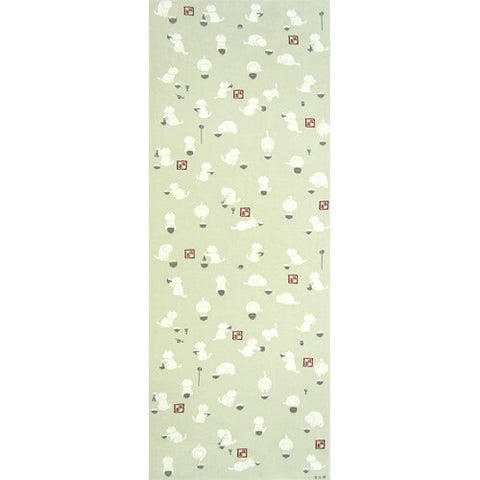 Hamamonyo Matcha Cats Tenugui – Japanese Cotton Hand Towel