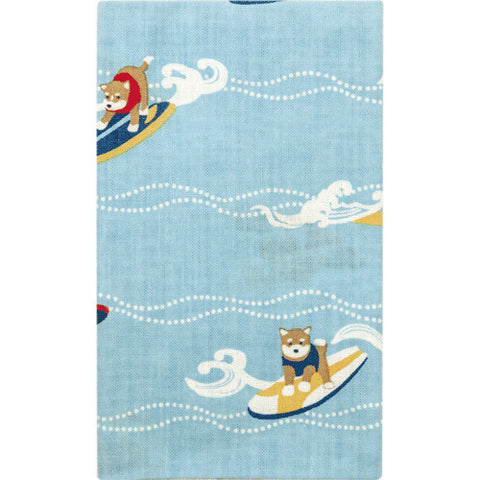 Hamamonyo Surfing Shiba Tenugui – Japanese Cotton Hand Towel