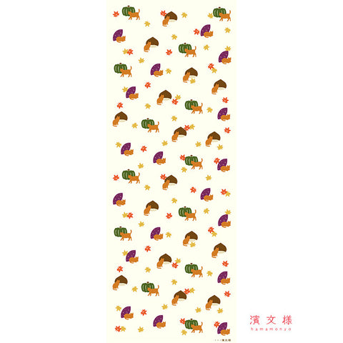 Hamamonyo Sweet Potato & Chestnut Cats Cotton Tenugui