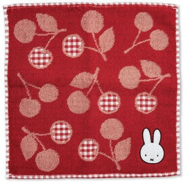 Miffy Cherry Cotton Mini Hand Towel – Red, 25 × 25cm
