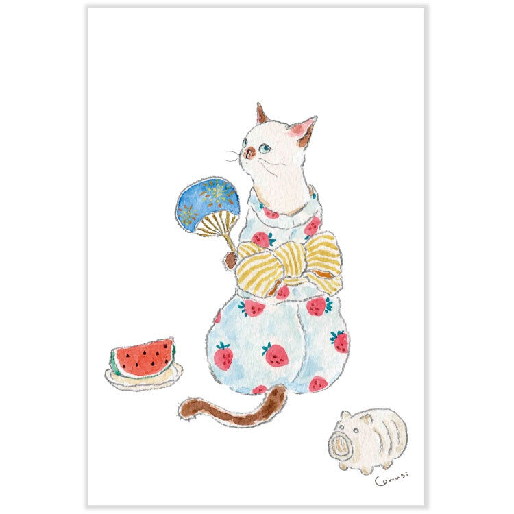 Summer / Summer Pattern tocorocomugi Postcard – Tokorokomugi (Fireworks)