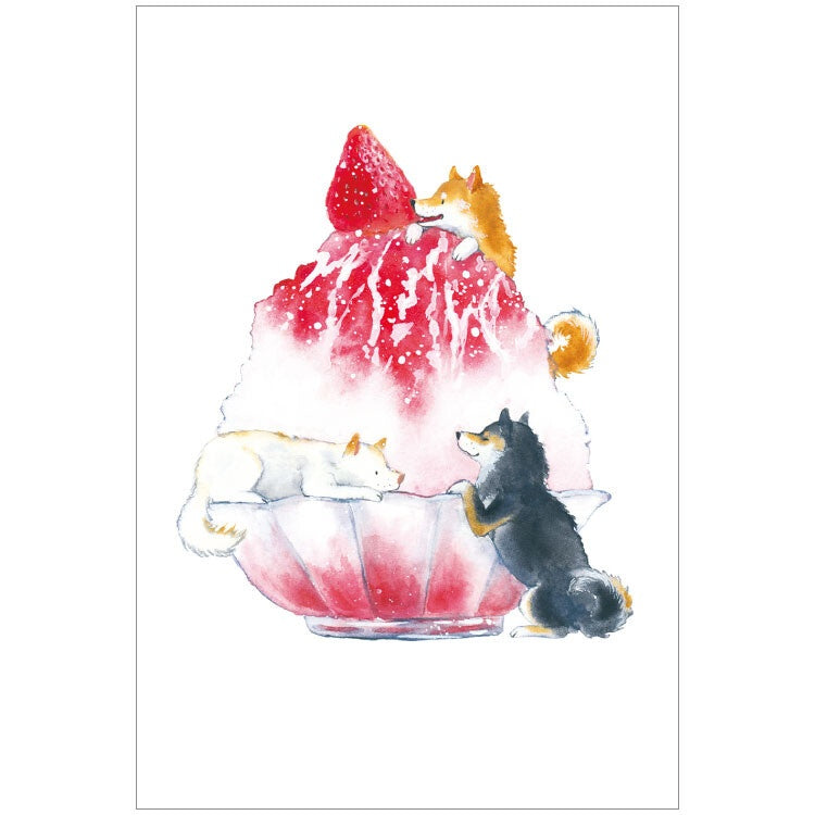 Summer · Shiba Inu and Delicious Summer Postcard [Strawberry Shaved Ice]