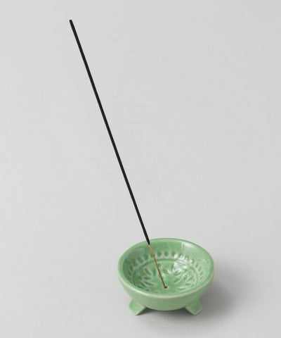 Amina Ceramic Mini Incense Holder, Green