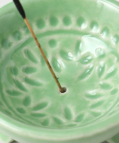 Amina Ceramic Mini Incense Holder, Green
