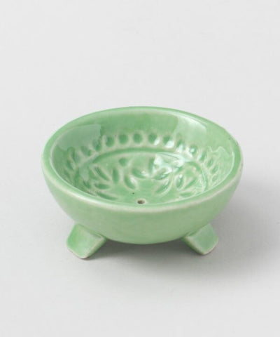 Amina Ceramic Mini Incense Holder, Green