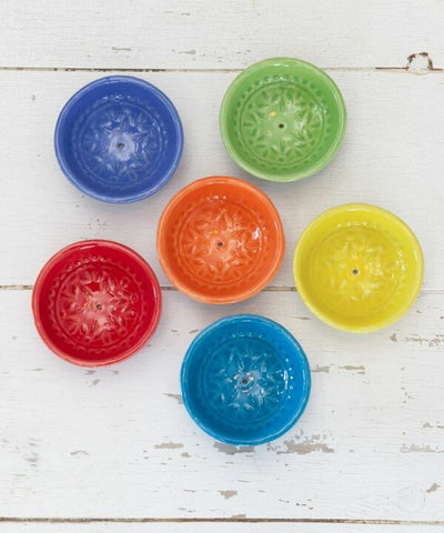 Amina Ceramic Mini Incense Holder, Orange
