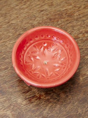 Amina Ceramic Mini Incense Holder, Red