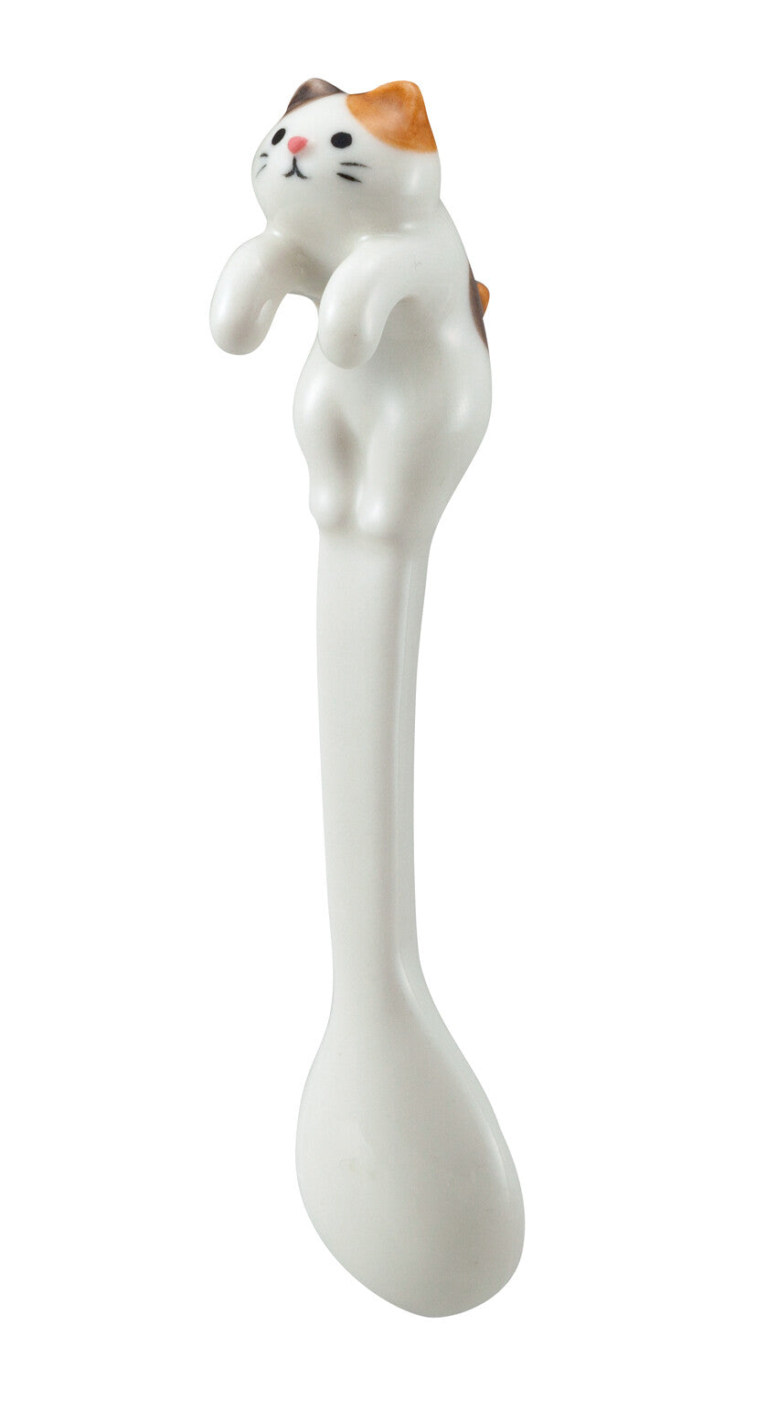 DECOLE Climbing Calico Cat Ceramic Spoon