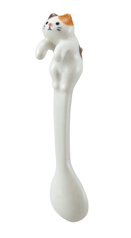 DECOLE Climbing Calico Cat Ceramic Spoon