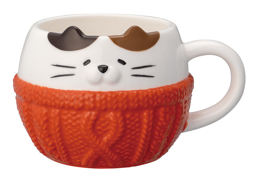 DECOLE Cosy Knit Mug, Calico Cat