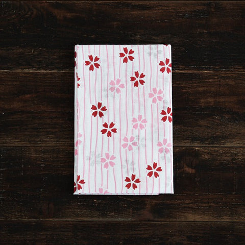 Miyamoto Striped Sakura Japanese Tenugui Towel