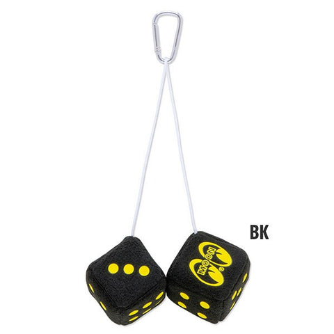 MOONEYES Mini Fuzzy Dice, Yellow, White, Black