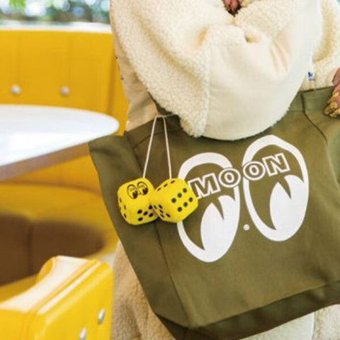MOONEYES Mini Fuzzy Dice, Yellow, White, Black