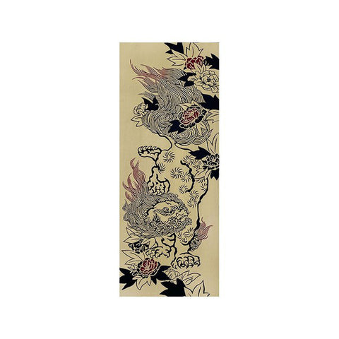 Todaya Shoten Lion & Peony Japanese Tenugui Towel