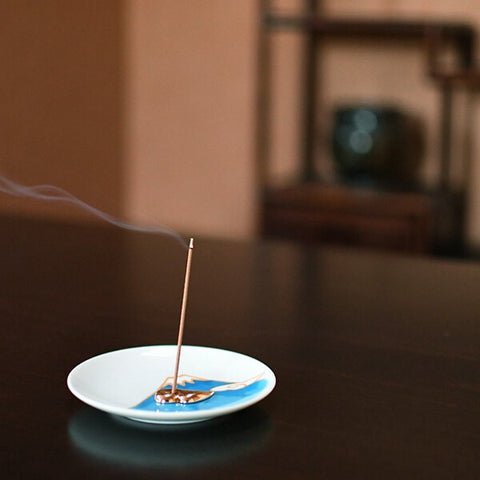 YOUYOUANG Mount Fuji Incense Plate, Blue