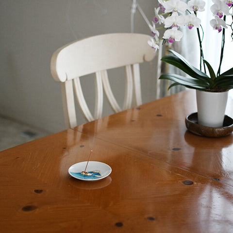 YOUYOUANG Mount Fuji Incense Plate, Blue